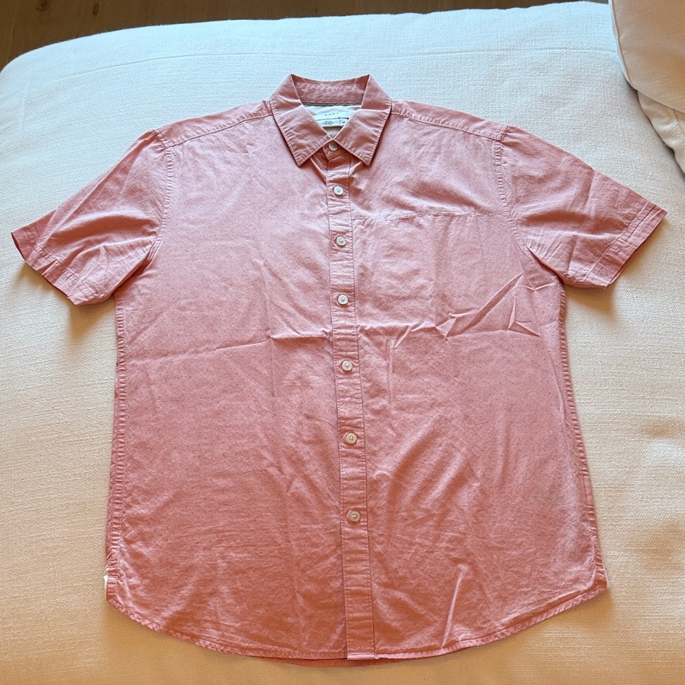 DKNYC Men's Casual Pink Button Down Shirt